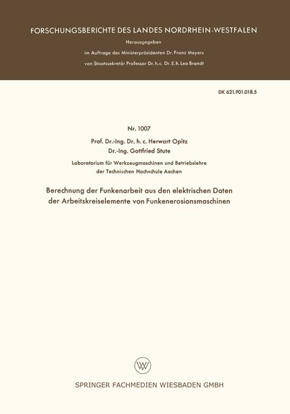 Produktbild: Berechnung der Funkenarbeit aus den elektrischen Daten der Arbeitskreiselemente von Funkenerosionsmaschinen