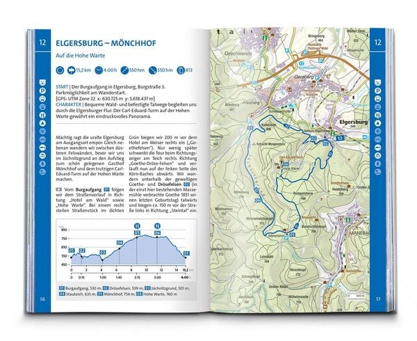 Produktbild: KOMPASS Wanderf&uuml;hrer Th&uuml;ringer Wald mit Rennsteigtouren, 55 Touren mit Extra-Tourenkarte