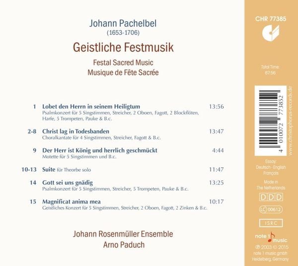 Produktbild: Pachelbel: Festal Sacred Music,