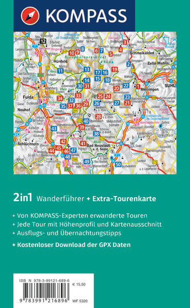 Produktbild: KOMPASS Wanderf&uuml;hrer Rh&ouml;n, 50 Touren mit Extra-Tourenkarte