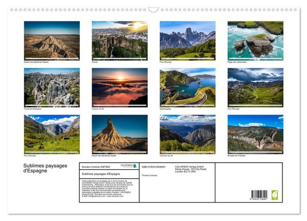 Produktbild: Sublimes paysages d'Espagne (Calendrier mural 2026 DIN A2 vertical), CALVENDO calendrier mensuel