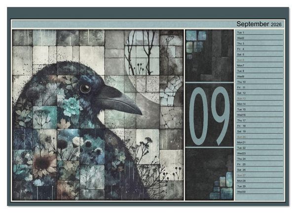 Produktbild: Crows. Shades of the Unseen. Art. (Desk Calendar 2026 DIN A5 landscape), CALVENDO 12 Month DeskCalendar