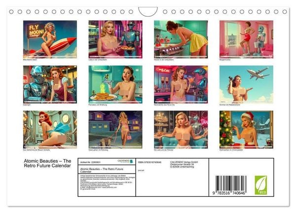 Produktbild: Atomic Beauties &ndash; The Retro Future Calendar (Wandkalender 2026 DIN A4 quer), CALVENDO Monatskalender