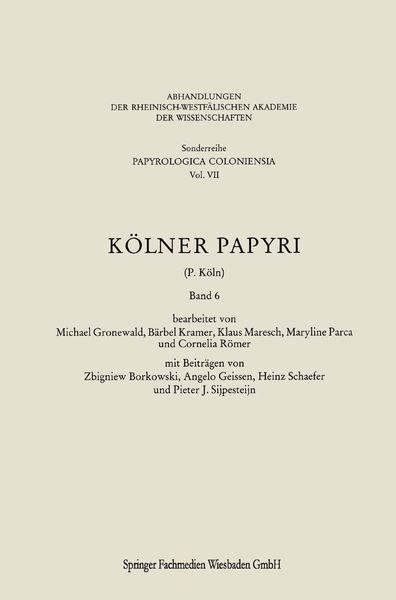 Produktbild: K&ouml;lner Papyri