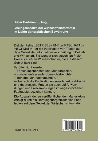 Produktbild: L&ouml;sungsans&auml;tze der Wirtschaftsinformatik im Lichte der praktischen Bew&auml;hrung