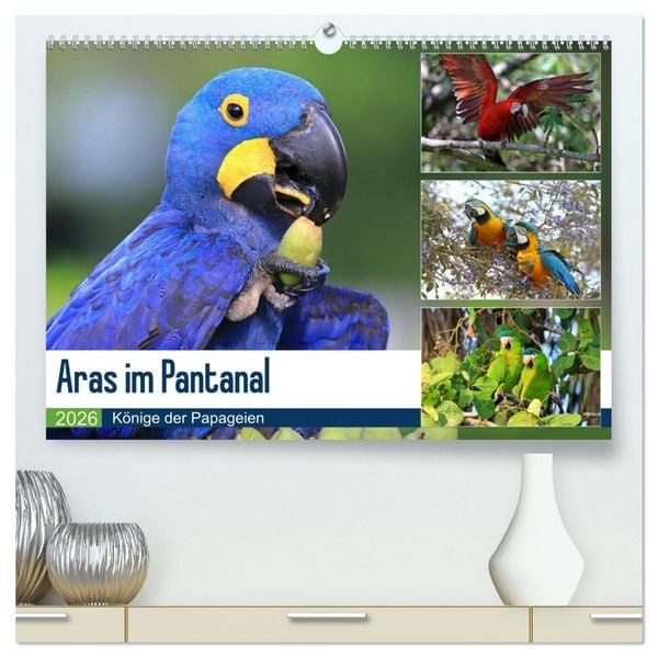 Produktbild: Aras im Pantanal (hochwertiger Premium Wandkalender 2026 DIN A2 quer), Kunstdruck in Hochglanz