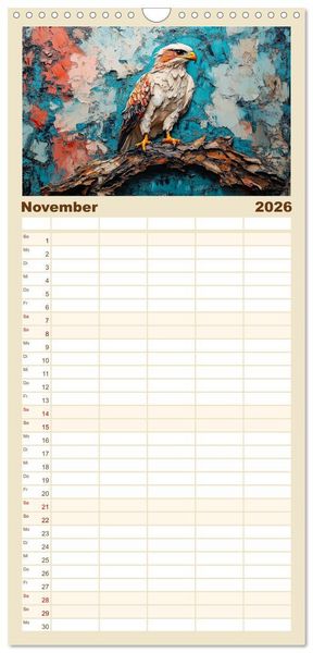 Produktbild: Familienplaner 2026 - Greifv&ouml;gel. Majest&auml;tische Luftakrobaten in &Ouml;loptik mit 5 Spalten (Wandkalender, 21 x 45 cm) CALVENDO