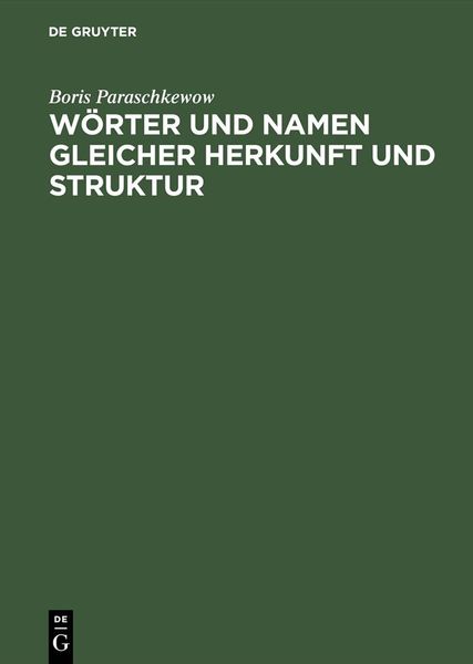 Produktbild: W&ouml;rter und Namen gleicher Herkunft und Struktur