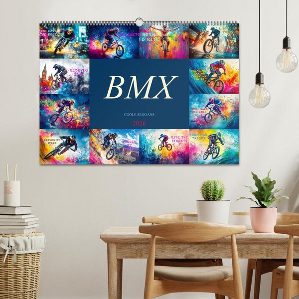 Produktbild: BMX - Coole Slogans (Wandkalender 2026 DIN A2 quer), CALVENDO Monatskalender