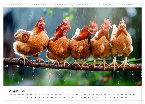 Produktbild: H&uuml;hner Federvieh (Wandkalender 2026 DIN A2 quer), CALVENDO Monatskalender
