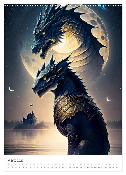 Produktbild: Die Magie der Drachen - Mystisches und Schauriges (hochwertiger Premium Wandkalender 2026 DIN A2 hoch), Kunstdruck in Hochglanz