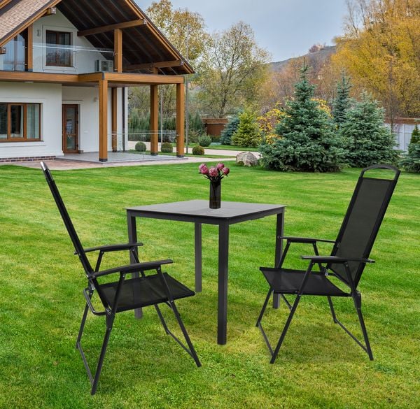 Produktbild: 3-tlg Sitzgruppe Gartenm&ouml;bel Tisch St&uuml;hle Set 80S