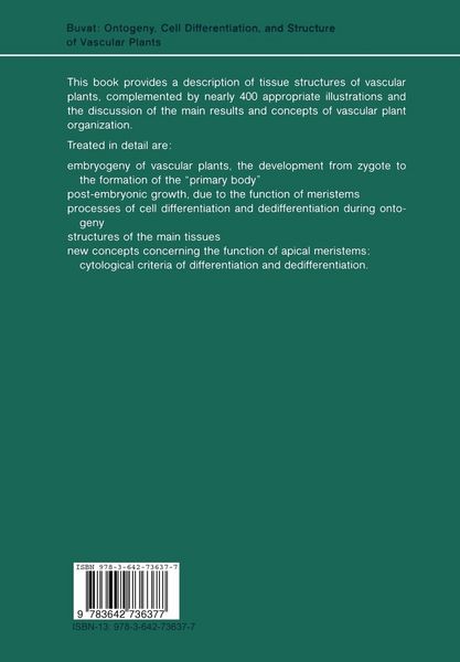 Produktbild: Ontogeny, Cell Differentiation, and Structure of Vascular Plants