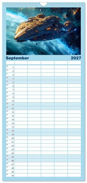 Produktbild: Familienplaner 2027 - Raumschiffe - Im Universum durch Raum und Zeit mit 5 Spalten (Wandkalender, 21 x 45 cm) CALVENDO