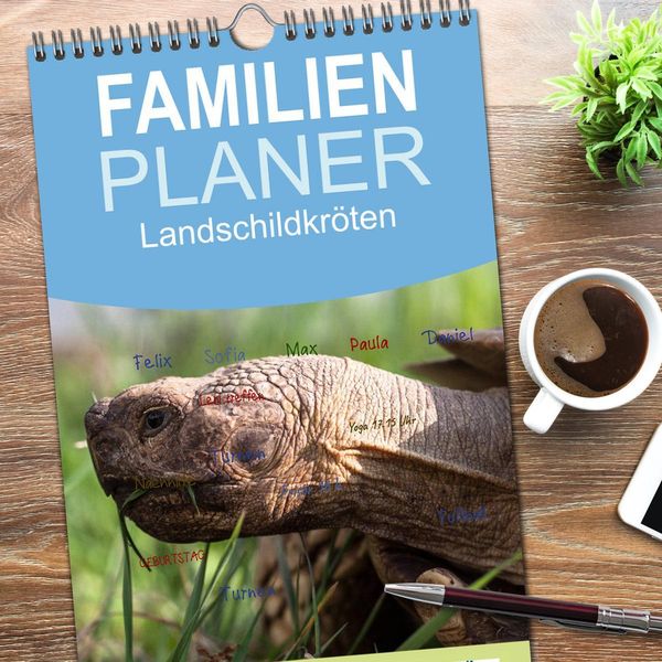 Produktbild: Familienplaner 2026 - Landschildkr&ouml;ten mit 5 Spalten (Wandkalender, 21 x 45 cm) CALVENDO