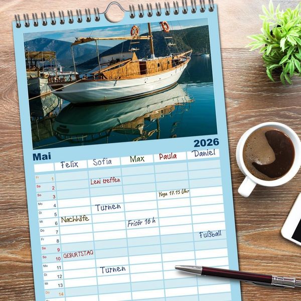 Produktbild: Familienplaner 2026 - Peloponnes - Einladung zum Chillen mit 5 Spalten (Wandkalender, 21 x 45 cm) CALVENDO
