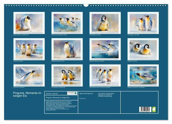 Produktbild: Pinguine. Momente im ewigen Eis (Wandkalender 2027 DIN A2 quer), CALVENDO Monatskalender