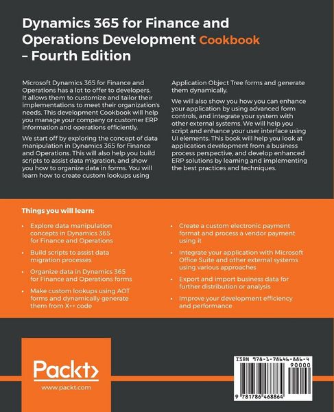 Produktbild: Dynamics 365 for Finance and Operations Development Cookbook - Fourth Edition