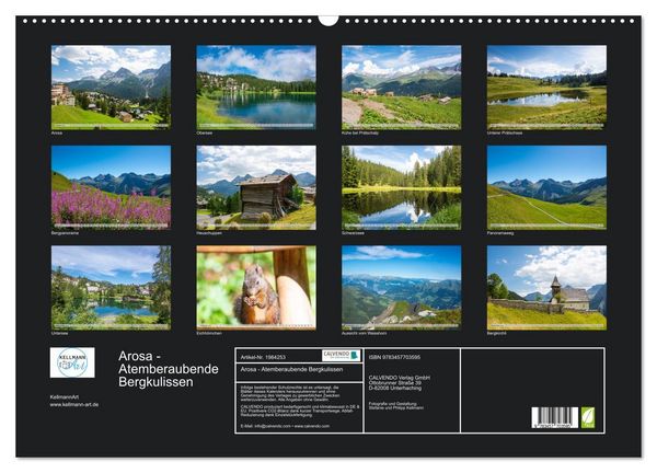 Produktbild: Arosa - Atemberaubende Bergkulissen (Wandkalender 2026 DIN A2 quer), CALVENDO Monatskalender