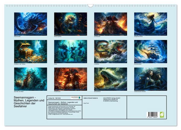 Produktbild: Seemannsgarn - Mythen, Legenden und Geschichten der Seefahrer (Wandkalender 2026 DIN A2 quer), CALVENDO Monatskalender