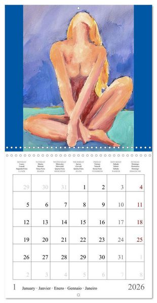 Produktbild: Colourful nude painting (Wall Calendar 2026 12 &times; 12 Inch) CALVENDO 12 Month Wall Calendar