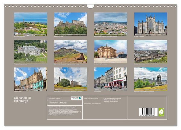 Produktbild: So sch&ouml;n ist Edinburgh (Wandkalender 2026 DIN A3 quer), CALVENDO Monatskalender