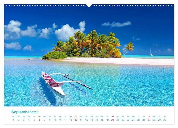 Produktbild: Unter Palmen 2026. Impressionen von den sch&ouml;nsten Str&auml;nden der Welt (hochwertiger Premium Wandkalender 2026 DIN A2 quer), Kunstdruck in Hochglanz