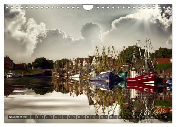 Produktbild: Ostfriesland - die alten H&auml;fen, Vintage-Style (Wandkalender 2026 DIN A4 quer), CALVENDO Monatskalender
