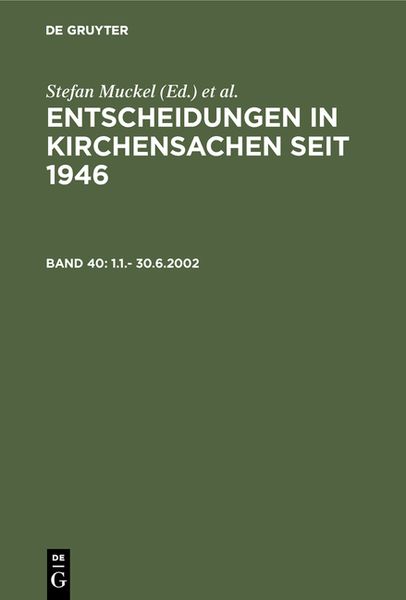 Produktbild: Entscheidungen in Kirchensachen seit 1946 / 1.1.- 30.6.2002