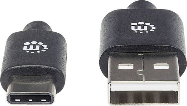 Produktbild: Manhattan USB-Kabel USB 2.0 USB-A Stecker, USB-C&reg; Stecker 2.00m Schwarz 354929
