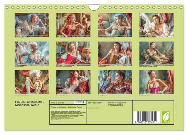 Produktbild: Frauen und Korsetts - Malerische Werke (Wandkalender 2026 DIN A4 quer), CALVENDO Monatskalender
