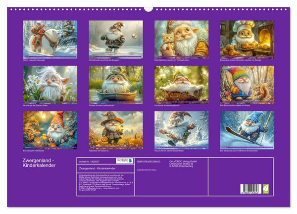 Produktbild: Zwergenland - Kinderkalender (Wandkalender 2026 DIN A2 quer), CALVENDO Monatskalender