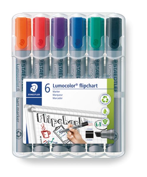 Produktbild: STAEDTLER Flipchart-Marker Lumocolor 356 B Keilspitze, 6er Set