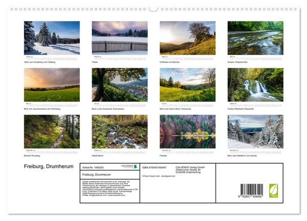 Produktbild: Freiburg, Drumherum (hochwertiger Premium Wandkalender 2026 DIN A2 quer), Kunstdruck in Hochglanz