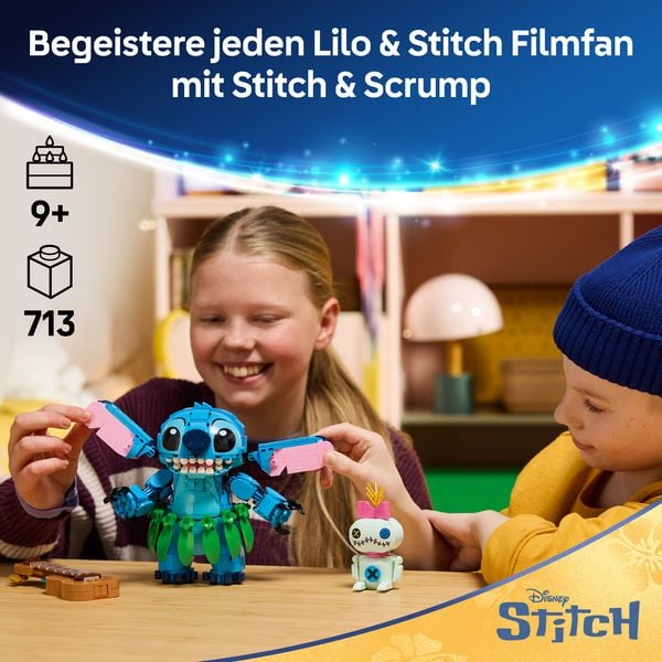 Produktbild: LEGO ǀ Disney 43296 Stitch und Scrump, Bauset, Spielzeuge aus LEGO Steinen f&uuml;r Kinder ab 9 Jahren