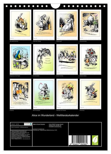 Produktbild: Alice im Wunderland - Weltliteraturkalender (Wandkalender 2026 DIN A4 hoch), CALVENDO Monatskalender