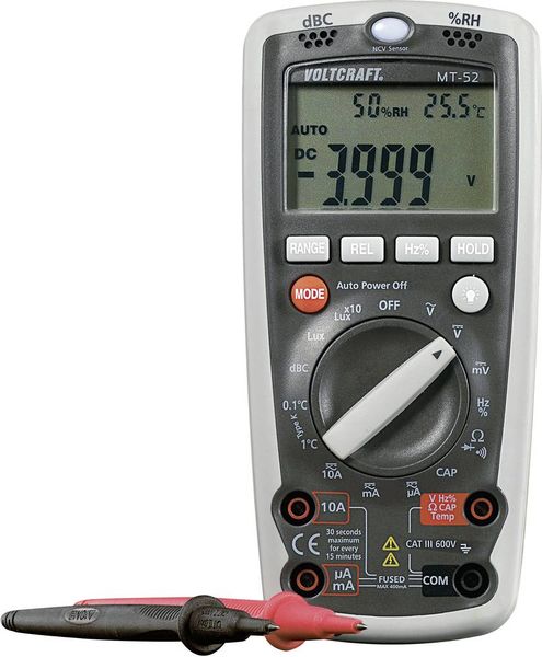 VOLTCRAFT MT-52 Hand-Multimeter digital Umwelt-Messfunktion CAT III 600 V Anzeige (Counts): 4000