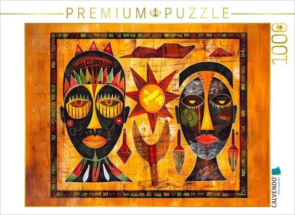 Produktbild: CALVENDO Puzzle Abstrakte Masken und afrikanische Gesichter | 1000 Teile Lege-Gr&ouml;&szlig;e 64x48cm Foto-Puzzle f&uuml;r gl&uuml;ckliche Stunden
