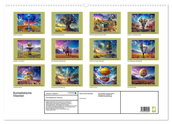 Produktbild: Surrealistische Visionen (Wandkalender 2026 DIN A2 quer), CALVENDO Monatskalender