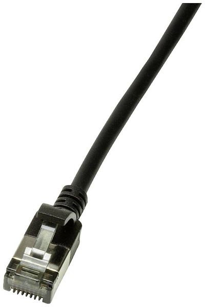 Produktbild: LogiLink CQ9033S RJ45 Patchkabel CAT 6a U/FTP 1.00m Schwarz extrem d&uuml;nn, Flammwidrig, Flexibel, Folienschirm, Halogenfrei, mit