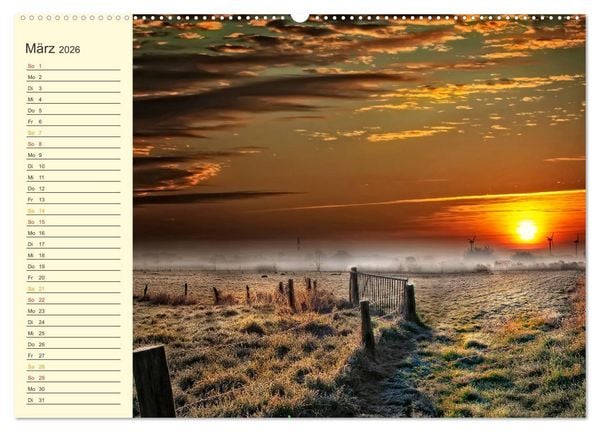 Produktbild: Friesland, verzauberte Landschaft an der Nordsee (hochwertiger Premium Wandkalender 2026 DIN A2 quer), Kunstdruck in Hochglanz