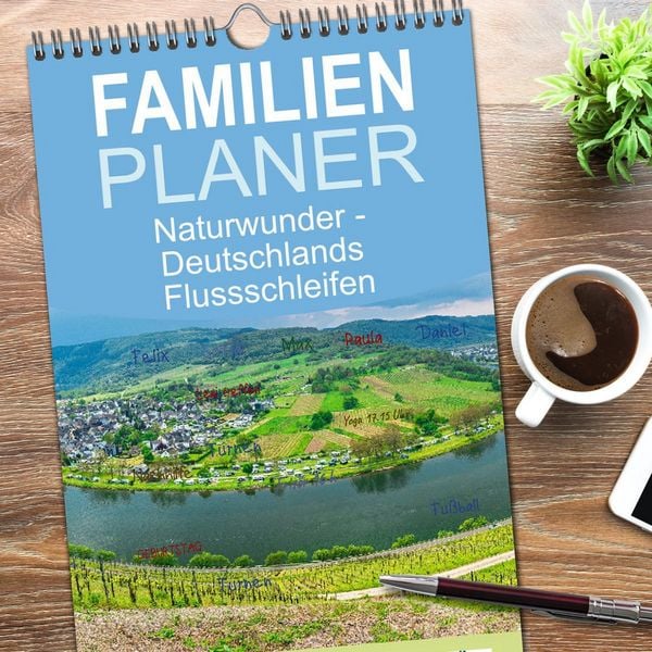 Produktbild: Familienplaner 2026 - Naturwunder - Deutschlands Flussschleifen mit 5 Spalten (Wandkalender, 21 x 45 cm) CALVENDO