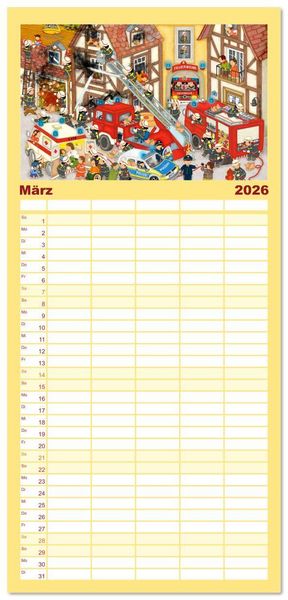 Produktbild: Familienplaner 2026 - Wimmelig durch das Jahr mit 5 Spalten (Wandkalender, 21 x 45 cm) CALVENDO