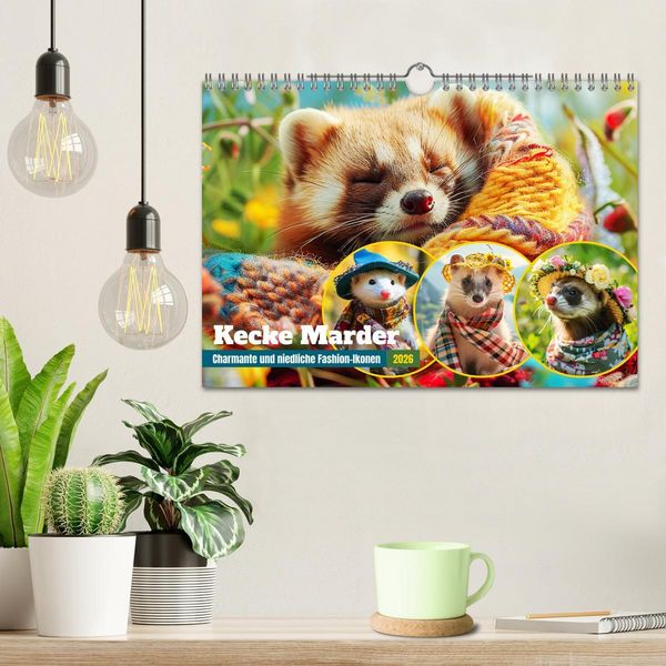 Produktbild: Kecke Marder. Charmante und niedliche Fashion-Ikonen (Wandkalender 2026 DIN A4 quer), CALVENDO Monatskalender