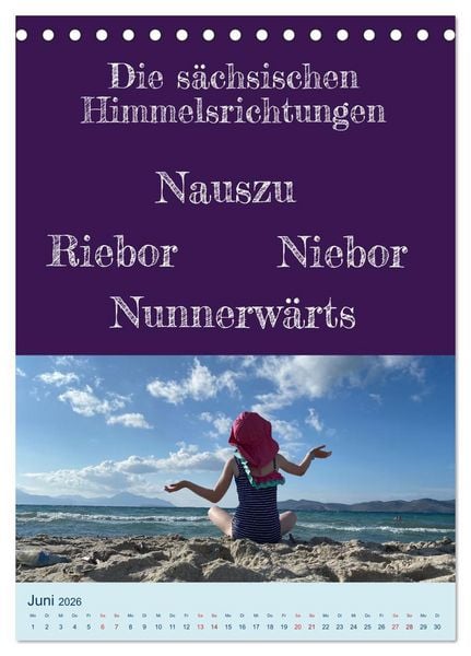 Produktbild: Ni schw&auml;bborn! Mundart und Dialekt Kalender Sachsen (Tischkalender 2026 DIN A5 hoch), CALVENDO Monatskalender