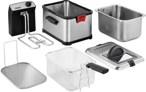 Produktbild: Princess Superior Kaltzonen Fritteuse 3 l 3200 W mit manueller Temperatureinstellung Edelstahl, Schwarz