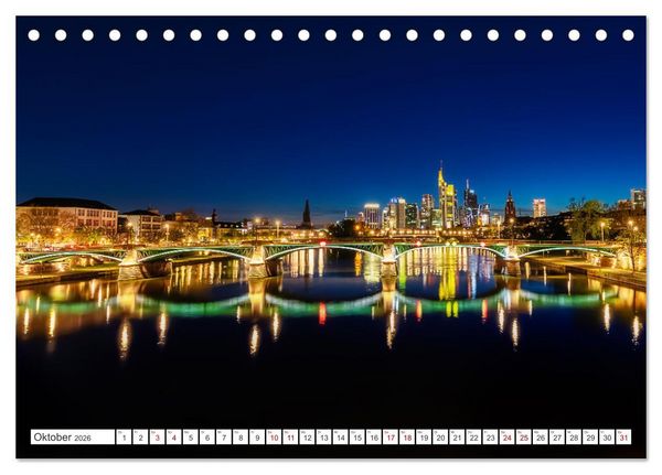 Produktbild: Frankfurt am Main - at night (Tischkalender 2026 DIN A5 quer), CALVENDO Monatskalender