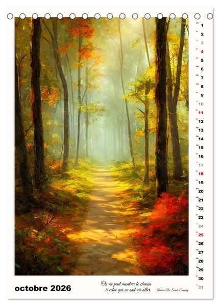 Produktbild: Chemins de fantaisie (Calendrier de bureau 2026 DIN A5 horizontal), CALVENDO calendrier mensuel