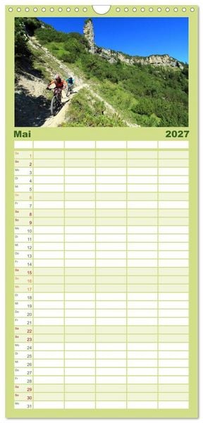 Produktbild: Familienplaner 2027 - Mountainbike Traumpfade mit 5 Spalten (Wandkalender, 21 x 45 cm) CALVENDO