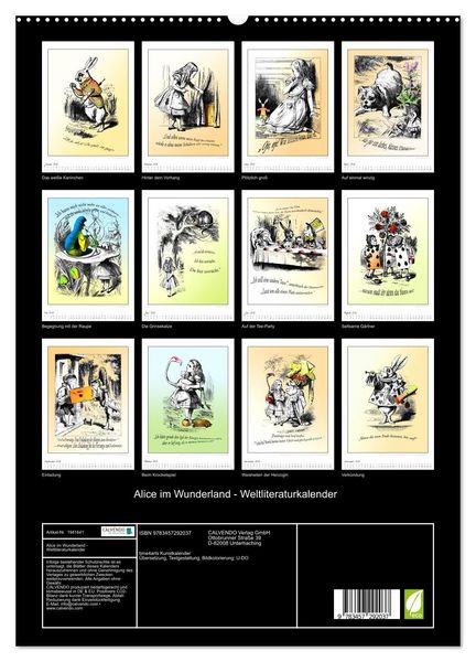 Produktbild: Alice im Wunderland - Weltliteraturkalender (hochwertiger Premium Wandkalender 2026 DIN A2 hoch), Kunstdruck in Hochglanz